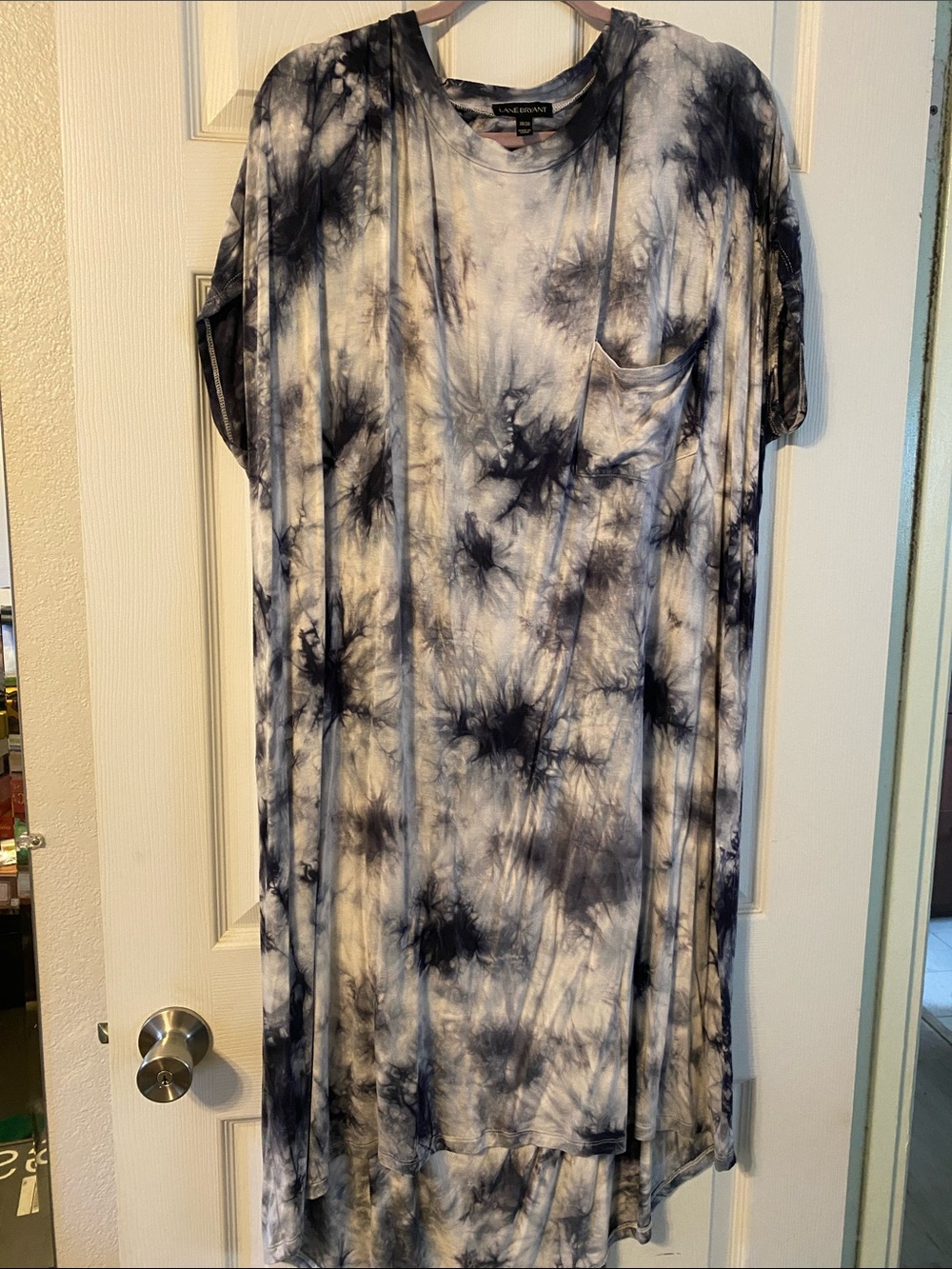 Soft Tie-Dye Pocket T-Shirt Dress - Navy & White